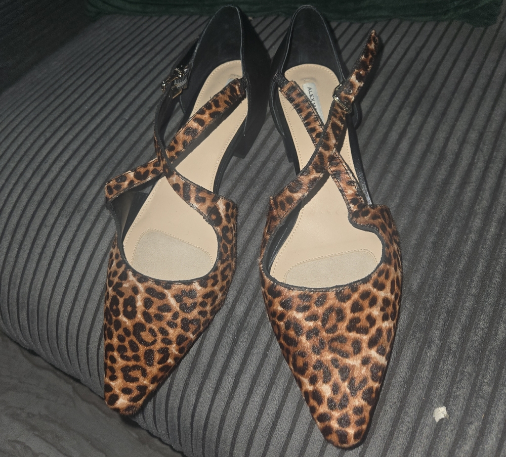 Alex Marie Leopard Print Flats with Black Straps